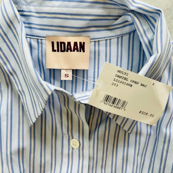 Lidaan Daniel Open-Back Cotton Poplin Stripe Mini Dress Size Small NEW Intermix - Picture 4 of 8